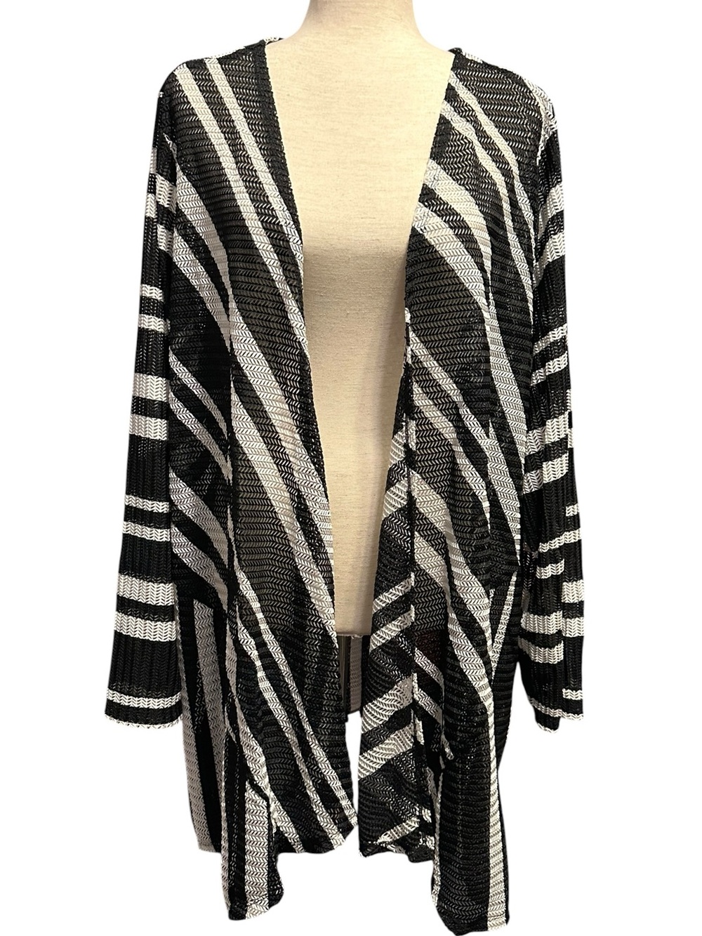 CJ Banks 3X Open Knit Cardigan Duster Boho Festival Layering Coastal Grandma